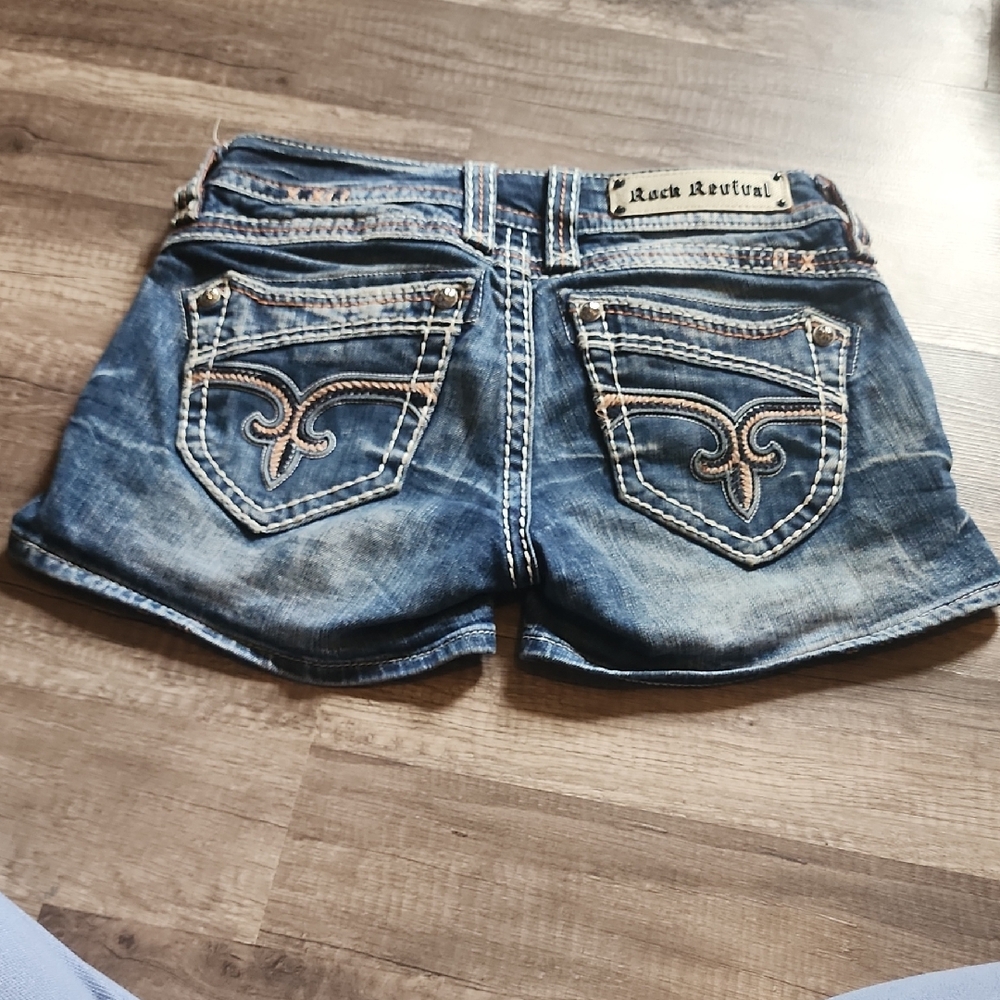 Rock Revival Distressed Blue Jean Shorts Size 26